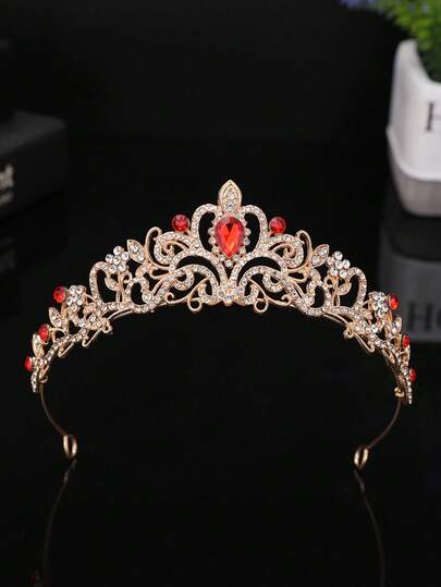 1pc Women's Fashion Princess Crown Rhinestone Headband, Sweet Birthday Hair Accessory, Coronas, Tiara, Costume Crown, Hair Garland, Head Wreath, Hair Vine, Hair Circlet, Gold Crown, Gold Head Piece, Tiara Crown, Wedding, Bridesmaids Gifts, Looks Of Party