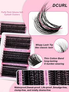 300/290 件装 15 排 60/80/100 根簇状天然水貂睫毛 8-18 毫米混合长度 3d 俄罗斯卷单根睫毛延长，黑色，热熔胶扇形，适用于家庭 DIY 睫毛簇、睫毛簇、单根睫毛、睫毛、假睫毛 - 黑色 - 查看 7