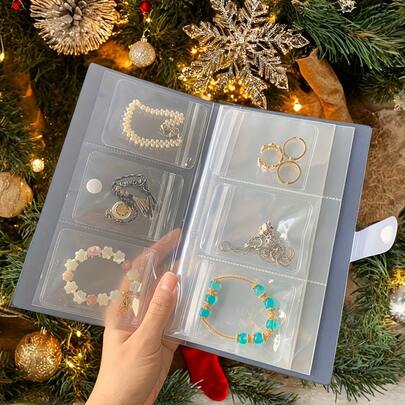 Multi-Use Portable Plastic Jewelry Storage Book With 84/160 Transparent Pockets - Travel Jewelry Organizer For Earrings, Rings, Necklaces - Anti-Oxidation Zipper Seal Bag, High Capacity Display Box For Jewelry Storage, Album Card Photo Postcard Storage