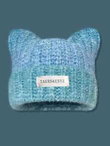 1 件渐变色猫耳毛绒针织帽，女士保暖护耳帽，百搭针织防寒帽，适合秋冬季女士 - 針織帽 - 查看 5