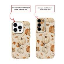 1 pièce Étui de téléphone à imprimé tout-sur-tout de feuille d'érable et citrouille mignon en automne, en matériau TPU. Compatible avec iPhone/téléphones, version internationale, pas la version domestique - Blanc - Voir 7