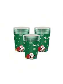 10 piezas/20 piezas/50 piezas/Set, Platos, Tazas y Servilletas de Navidad Alegre - Juego de Vajilla Navideña Redonda Invernal Adorable, Platos, Tazas y Servilletas de Papel Desechables de 7 pulgadas y 9 pulgadas, Tenedores para Suministros de Fiesta de Navidad, Decoración de Mesa - Multicolor - Ver 9