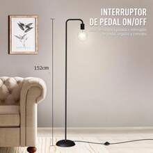 Lámpara de pie industrial para sala de estar, socket E26, 152cm, diseño minimalista para iluminación decorativa, para decoración del hogar, recámara, lectura, oficina (bombilla no incluida) - 1 - Ver 3