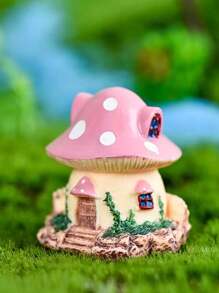 1 件创意树脂微景观装饰 - 石窗/郁金香蘑菇迷你屋适用于家庭花园装饰（手绘，不同批次颜色可能略有不同）