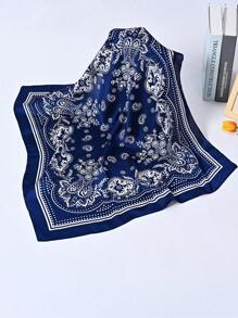 1 件佩斯利印花仿丝 27.6 英寸小方巾/头巾，男士百搭颈巾，防晒 - 紅色 - 查看 4