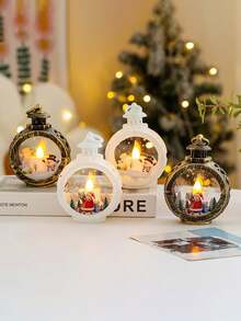 Lanternes décoratives de Noël, Père Noël, Bonhomme de neige, Décorations de Noël, Lumières décoratives d'intérieur/extérieur, Alimentées par batterie - Multicolore - Voir 2