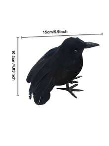 1 pièce Statue de corbeau en plumes d'Halloween, décoration de corbeau en mousse réaliste faite à la main, décoration d'intérieur et d'extérieur pour fête.