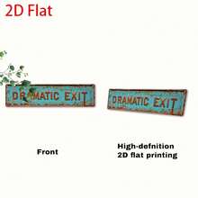 1 pièce Panneau métallique vintage DRAMATIC EXIT - Décoration de maison, Art mural, Restaurant, Bar, Café, Garage et Style de ferme. Panneau de rue de fantaisie plat 2D (10 x 40 cm)