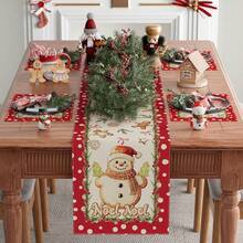 Schneemann Winter Weihnachts Lebkuchenmann Weihnachtstischläufer Tischdekoration für Party Zuhause Küche Esszimmer Feiertags Dekoration