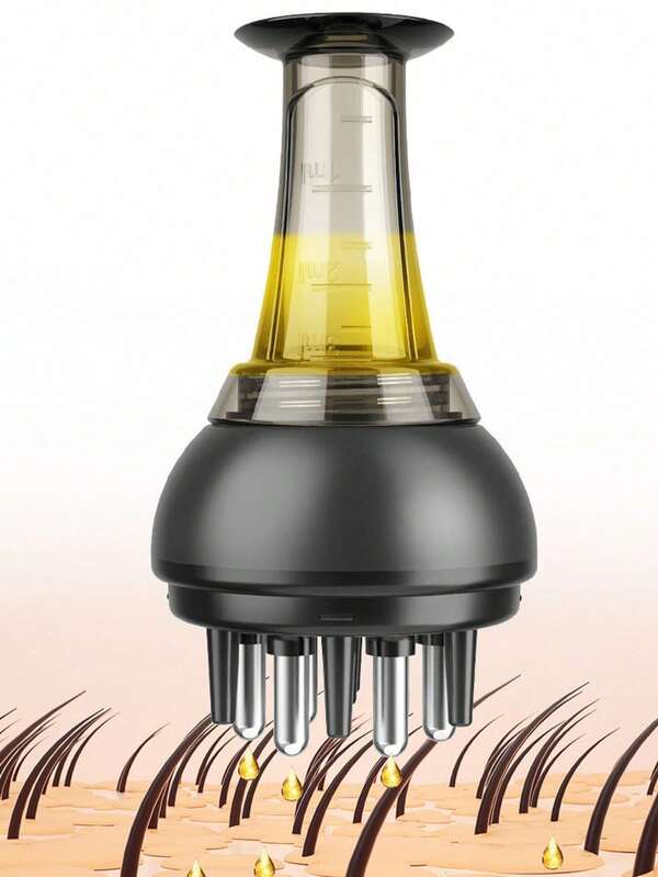 Applicatore da massaggio per il cuoio capelluto con pettine e sfera rotante per l'applicazione di sieri per la crescita dei capelli