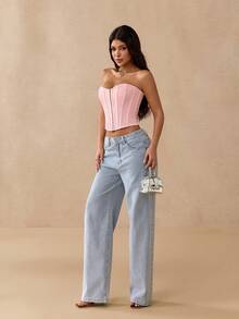 Áo corset Yuwenier Y2K phong cách đường phố với thiết kế khoét lưng và dây buộc phía trước, phù hợp cho các lễ hội âm nhạc và đám cưới. - Hồng - Xem 6