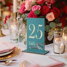 Wooden Table Numbers 1253.2x5.8 Inch Double Sided Rustic Blue Wedding Table Number Signs With Wooden Base Wedding Centerpieces For Banquet Restaurant Party Decor Blue 125 - 藍色 - 查看 6