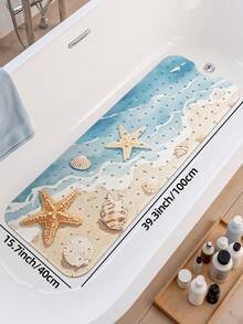 DAJIANG 1 pieza Alfombra de ducha para baño, Alfombra antideslizante para bañera con elementos oceánicos, Alfombra de bañera con agujeros de drenaje y ventosas, Alfombra de baño suave con masaje, Alfombra de ducha para el hogar, Accesorios y decoración para el baño