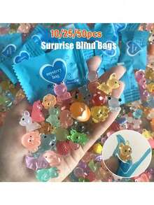 5/10/20/50pcs Glow-In-The-Dark Mini Surprise Bags, ABS Glowing Animal And Mushroom Figurines, Suitable For Aquarium, Toy House, Fairy Garden Decor, Home Decor, Party Favors, Easter Gifts And Easter Decorations Mystery Gift Bags