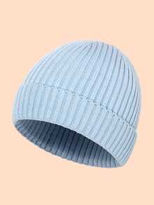 1 件儿童幼儿罗纹针织帽 - 多色可选，适合冬季、圣诞节和日常保暖 - Ribbed Knitted Beanie Hat - 查看 9