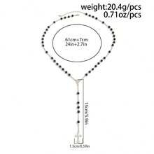 1pc Gothic Style Personalized Cross Beaded Necklace, Suitable For Women's Daily Or Party Wear, Halloween Accessory