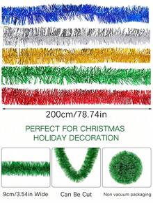 5/10pcs Shiny Metallic Tinsel Twist Garland,Streamers Ornaments Long Glitter Hanging Decorations For Party, Holiday Wedding Birthday Tree Wall Rail - Multicolor - View 2