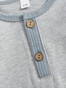 Toddler Baby Boys Outfits Set Contrast Color Long Sleeve Romper With Waffle Solid Pants Hat 3Pcs Clothes Set