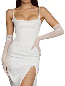 Lady's Black Makeup Ballroom Gloves, Highly Elastic Mesh Opera Gloves, Elegant, High-End, UV-Resistant And Fashionable. Suitable For Wearing At Opera Balls, Bridal Weddings, Halloween Role-Playing Events And Festival Parties. - Multicolor - View 12