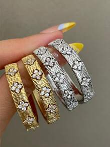 1 件复古镀金镂空四叶花耳环，精致百搭奢华小众设计耳环 - 花紋耳環 - 查看 9