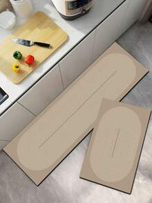 1pc Silica Gel Kitchen Floor Mat With Geometric Pattern Of Concentric Circular Lines, Minimalist Style Kitchen Rug Bathroom Decor - Multicolor - View 11