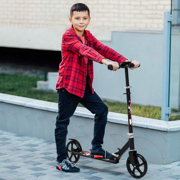 Advwin Advwin Folding Kick Scooter 3 Adjustable Height For Ages 6+ Kid Teens & Adults 20cm PU Wheels Load 100kg Red