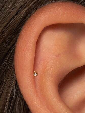 EleRunis 1PC 925 Sterling Silver Dainty Prong Setting Stud 18K Gold Plated Cartilage Helix Tragus Piercing Hypoallergenic Earring Jewelry Gift For Women Girls Daily Wear Wedding Party Engagement