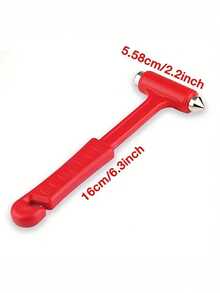 1 Stück roter ABS Langstiel-Hammer, multifunktionaler Hammer mit Fensterbrecher, solider Mini-Hammer als Auto-Sicherheits-Notfall-Werkzeug