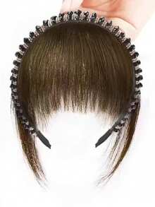 1件装无缝防滑合成假发，带刘海发带，适合女性，遮盖发际线和白发，自然隐形超薄刘海假发发带，发箍，发圈，女士发饰，秋季穿搭发带 - 彩色 - 查看 6