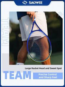SALYWEE Llamativa raqueta de tenis de aluminio y fibra de carbono azul/verde unisex, con cuerdas premium, patrón pre-encordado 16x19, peso 345±10g, tamaño de cabeza de raqueta 102 pulg², con bolsa portátil, amortiguador de vibración y pelota de tenis para entrenamiento de jugadores intermedios