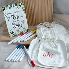 1 Set Baby Shower Games Kit Party Packs, Blank Bib Decoration Kit, Includes 1 Sign Board, 12 Pens And 10/20 White Bibs, Fun Activity Set For Baby Showers, Gender Reveal Parties And Celebration Decorations - White - View 7