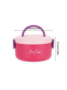 304 Stainless Steel Multi-Layer Plastic Lunch Box - Customizable Name Engraving, Round Smiling Face Design | Suitable For Students And Office Workers, Available In Three Colors | Leak-Proof Microwave- Lunch Box - And Durable Lunch Box, Back-To-School Essential For A Fresh And Organized Meal Experience - Multicolor - View 8