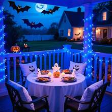 JMEXSUSS Blue Christmas String Lights Indoor Outdoor, 66ft 200 LED Blue String Lights Clear Wire Plug In, 8 Modes Waterproof Christmas Lights For Halloween Tree Party Bedroom Wall Christmas Decoration - 藍色 - 查看 5