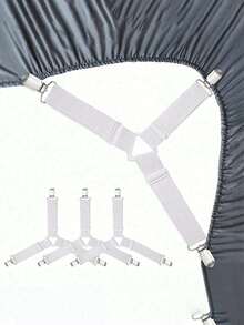 Adjustable Elastic Bed Sheet Straps Fasteners Set - Knitted Sheet Holders For Secure Bedding - Hand Wash Only Grippers For Mattress, Sofa, And Tablecloth - Universal Fit Sheet Clips, Triangle Bed Sheet Holders, Sheets Fasteners Clips, Adjustable Sheet Suspenders, Mattress Gripper Clips, For Bed Mattress Cover