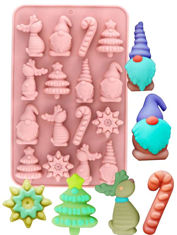 1 Stück Weihnachts-Silikonform, Elf, Schneemann, Rentier, Weihnachtsbaum geformte Backformen für Mousse-Kuchen, Kuchendekoration, Gummibärchen, Schokoladenkaramellen Weihnachtsdekoration, Weihnachtspyjamas, Weihnachtsgeschenke, Weihnachtsdekoration