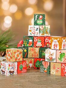 24pcs Christmas Countdown Advent Calendar,Christmas Gift Boxes Make & Fill Your Own Surprise Advent Calendar Gift Box For Xmas Party, Holiday Present Decoration Home Decor Christmas Decorations Room Decor Winter Christmas Decorations Home Christmas Gifts Christmas Decor - Multicolor - View 4