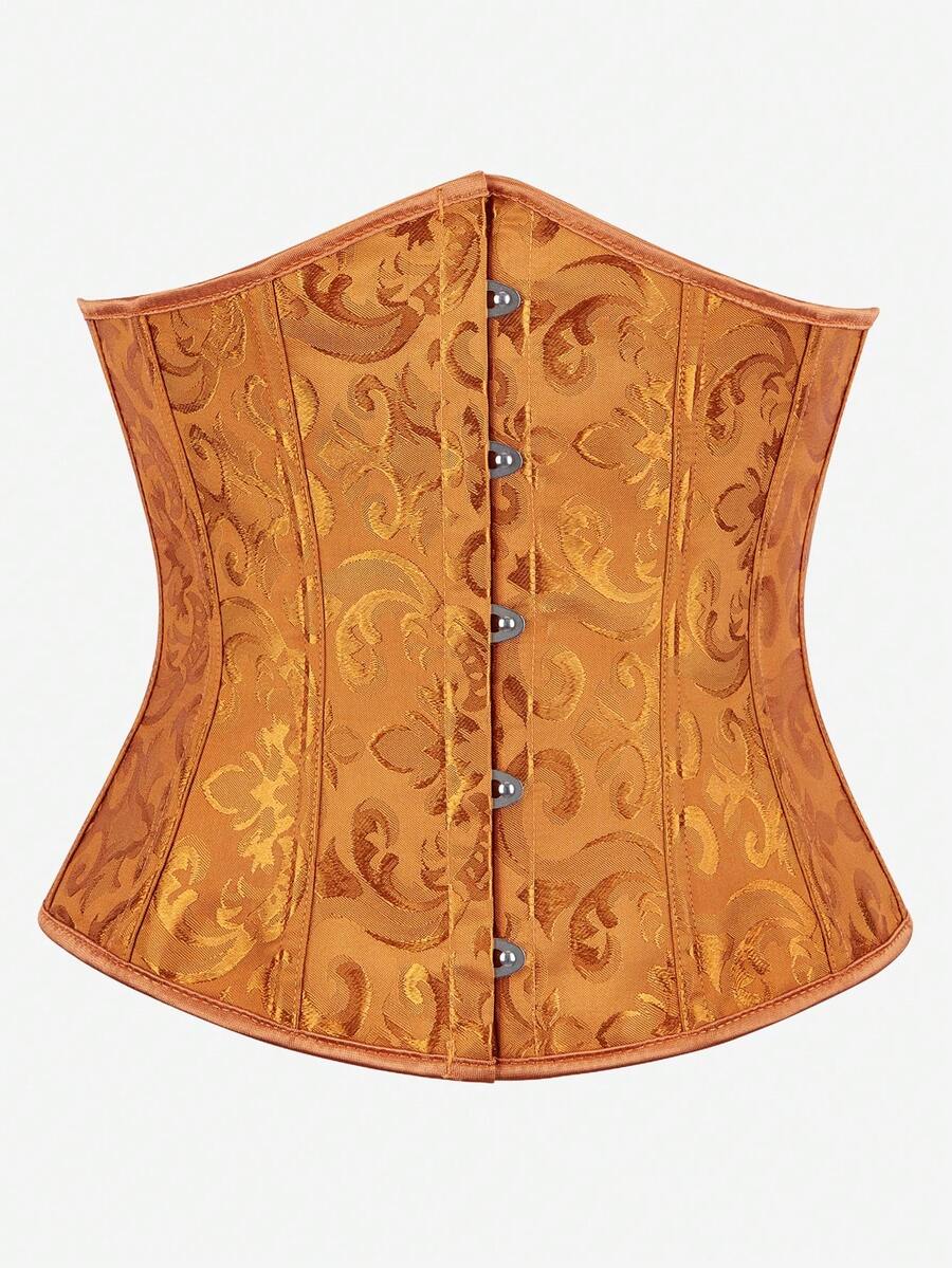 Corpetto sottoseno classico in jacquard per donna, modellante vita, shapewear snellente, adatto per Ognissanti - Zenzero - Visualizzare 1