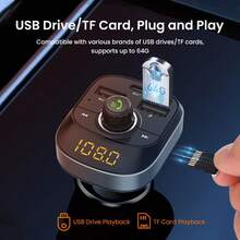 PHILIPS 车载充电器 USB C 带 FM 发射器双 USB C 端口，可为您的设备充电，可接听电话、播放音乐，通用 12V-24V 型号，支持 TF 卡/USB/蓝牙驱动器播放 - 彩色 - 查看 5