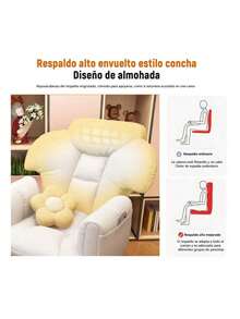 Sillón De Oficina Con Pedalera Cómodo Giratorio Reclinable - Blanco - Ver 2