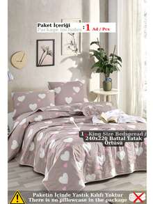 240x225cm Quilted Bedspread – 65% Cotton, 35% Polyester Fabric – Oversized Multi-Purpose Coverlet – Soft, Durable, And Breathable – Ideal For Beds, Sofas, And Everyday Use MADE IN TURKEY - Dusty Pink - View 2