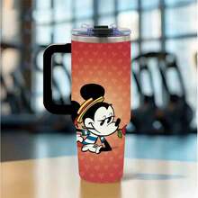 [Authorized]1pc Large Capacity Thermal Tumbler With Handle & StrawMickey Mouse Valentine's Day Rose Water Bottle - Insulated Stainless Steel Tumbler With Lid, Perfect For Hot And Cold Drinks, Ideal Gift For Any OccasionSuitable For Women, Students, Office, Travel, Car - Perfect Gift For Animal Lovers, Travel Drinkware, Cartoon Drinkware