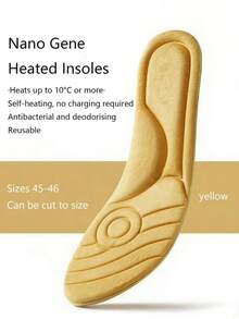 1 Pair Unisex Nano Self-Heating Insoles, Odor Eliminating, Constant Temperature, Reusable, Moisture Absorbing Foot Warmer, Comfortable Warm Design - Yellow - View 7