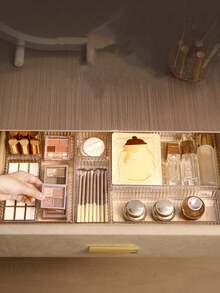 4 件/5 件/6 件/7 件/8 件/9 件/10 件化妆品抽屉整理器、香水整理器、护肤品整理器、透明多尺寸组合整理器、化妆抽屉整理器、化妆刷整理器、化妆品展示架、整理器分配器、用于乳液和样品的化妆品工具收纳盒，非常适合化妆品储存、浴室柜储存、办公用品整理、厨房用具整理器 - 彩色 - 查看 7