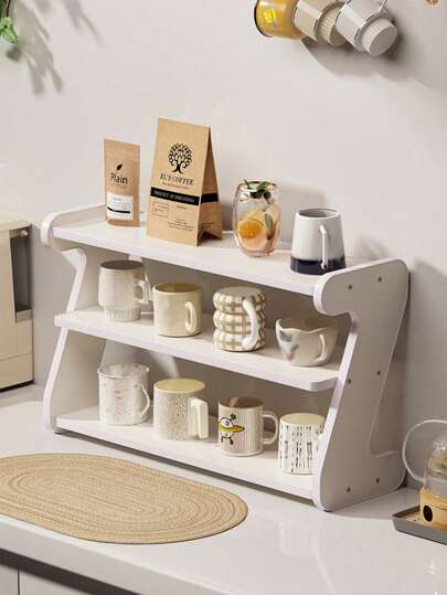 1 Bamboo Cup Rack Storage Rack, Minimalist Style Bathroom, Hallway, Office, Living Room Storage Rack - Space-Saving Perfume, Cosmetics, And Cup Storage Rack - Sturdy Solid Wood Design, Elegant Craftsmanship, Multi-Functional Storage Rack