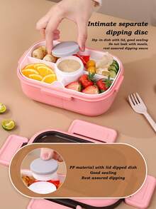 Personalized Customized Name Lunch Box (Free Fork, Spoon), Adult Or Child Boy And Girl Containers, 3 Compartments, Lunch Food Container With Cutlery, Sauce Jar, Pancake Liner, Microwave And Dishwasher , Back To School Lunch Box To Avoid Confusion - Multicolor - View 3