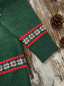 Lime Green Christmas Autumn And Winter Fashion Elegant Casual Women's Autumn And Winter Tops Autumn And Winter Women's Dark Green Gingerbread Man Geometric Pattern Patchwork Autumn And Winter Fashion Comfortable Casual Simple Home Commuter Design Round Neck Decorative Long Sleeve Women's Knitted Pullover Tops Sweater