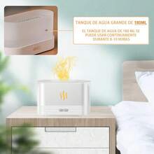 INGEQUIS Difusor de Lámpara Nocturna con Forma de Llamas, 2 Modos de Brillos Ajustables, Humidificación Silenciosa de 180ml, Lámpara Nocturna Decorativa (Blanco-Cálido) - Blanco-Cálido - Ver 5