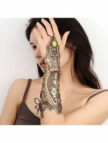 1 buc Mănuși fără degete cu manșetă din dantelă gotică neagră cu stras auriu, încălzitoare de brațe Steampunk, brățară cu mânecă din dantelă în stil vintage, bijuterii pentru acoperirea tatuajelor, potrivite pentru toate anotimpurile, purtare zilnică, sărbători, Halloween, cadouri de Crăciun