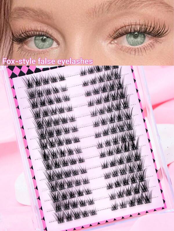 140 عدد من عناقيد رموش الثعلب الطبيعية بلمسة C، كثيفة وفاخرة، إطالة رموش DIY بعناقيد الرموش المجلدة، رموش عنقودية لعيون القطة، رموش عنقودية خفيفة للاستخدام اليومي