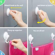 1pc Bath Organizer, Bath Storage For Shower, Hanging Mesh Bath Holder Shower Gift - (Please Do Not Place Heavy Objects On The Hook And Wait 24 Hours After Attaching The Hook Before Using The Device)Cute Cartoon Bath Tote With Suction Cup, Fabric Storage Net Bag, Diapers & Essentials, Shower Gift Bag | Playful Design Tote | Sturdy Handles, Shower Decorations - Multicolor - View 8